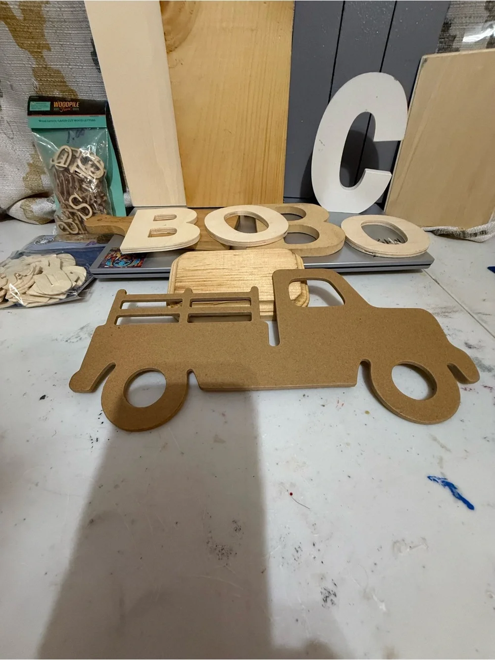 Kids Wooden Pickup Truck Craft Kit - Natural Brown